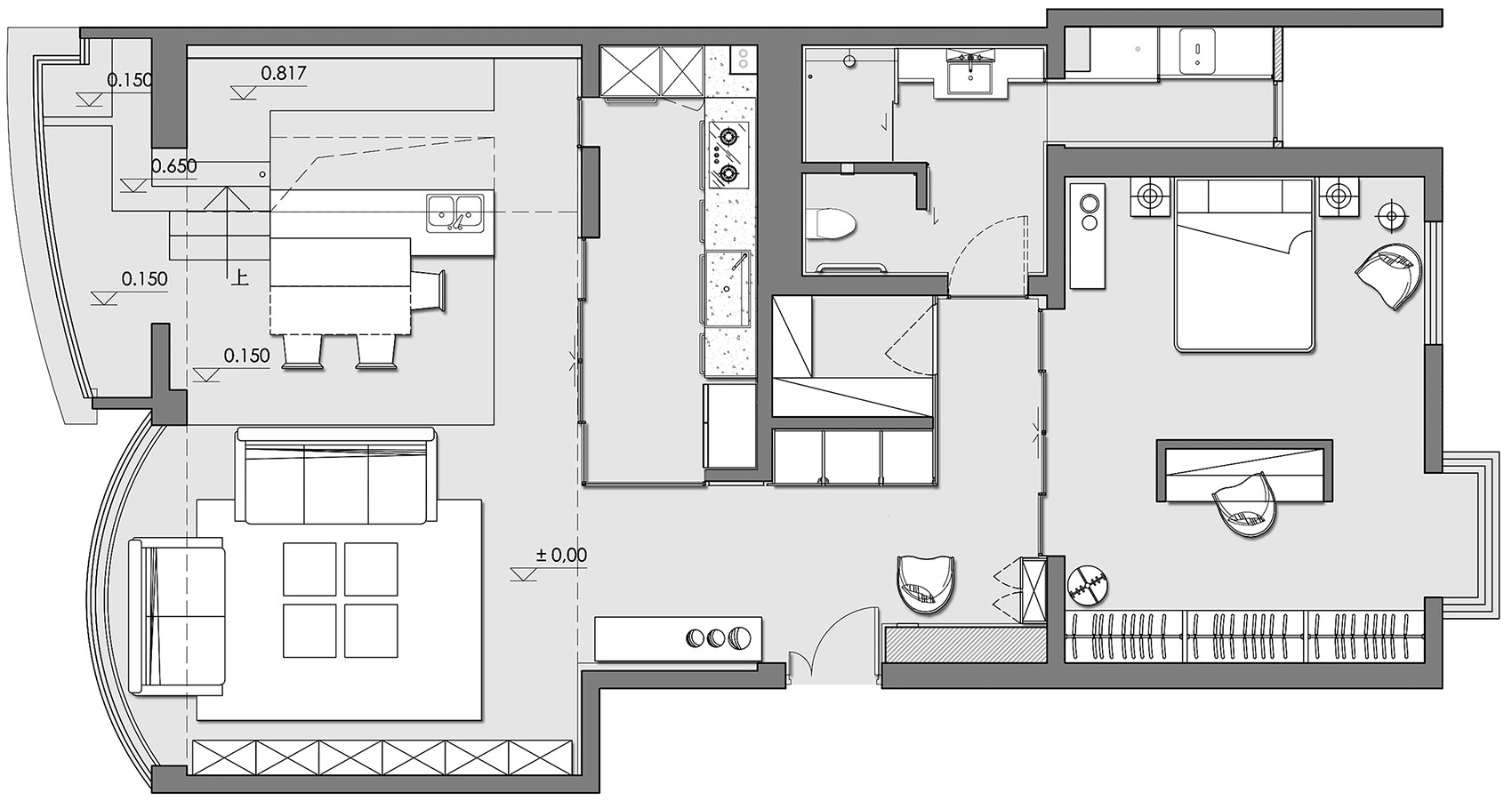 北京三层顶层公寓设计 / 意思建筑