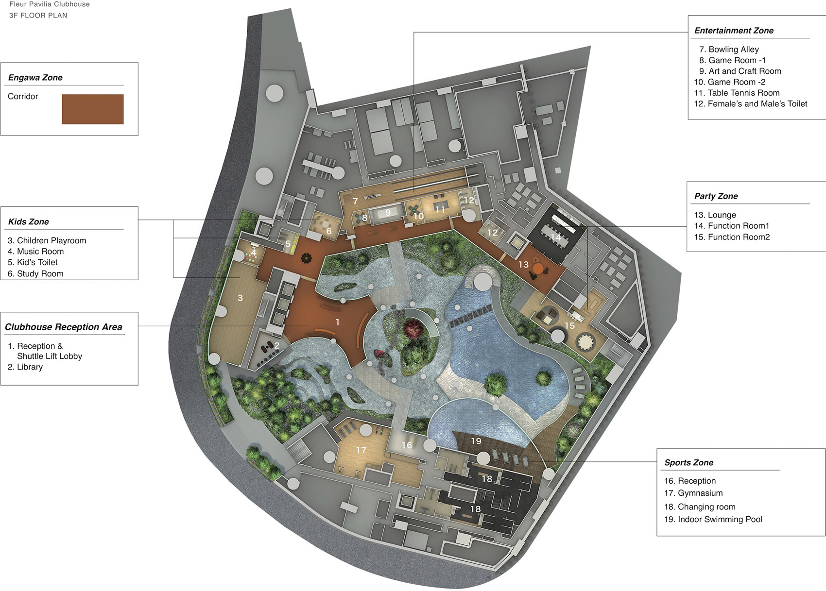 香港·Fleur Pavilia高档公寓会所及门厅设计