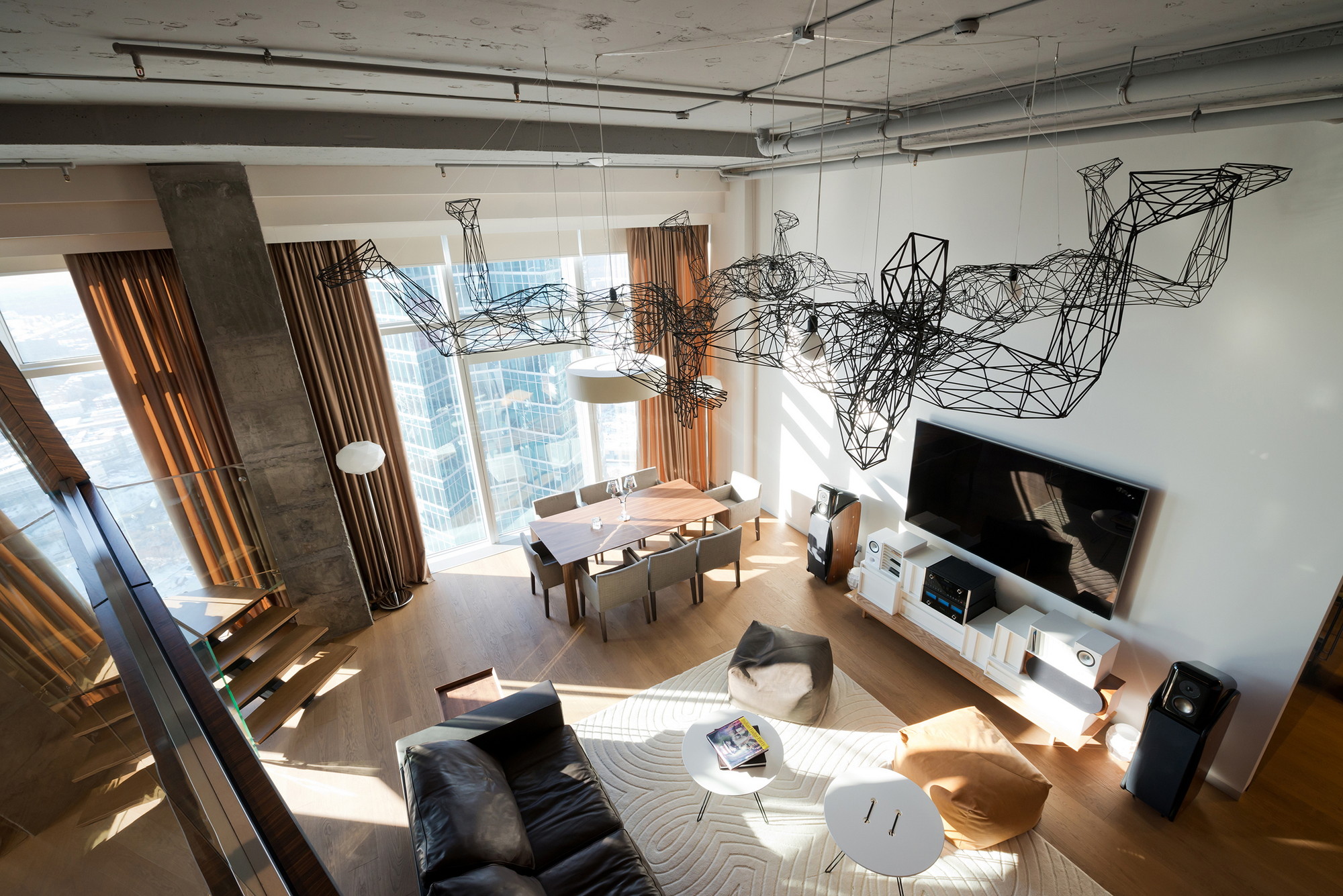 莫斯科200㎡全景城市LOFT公寓设计